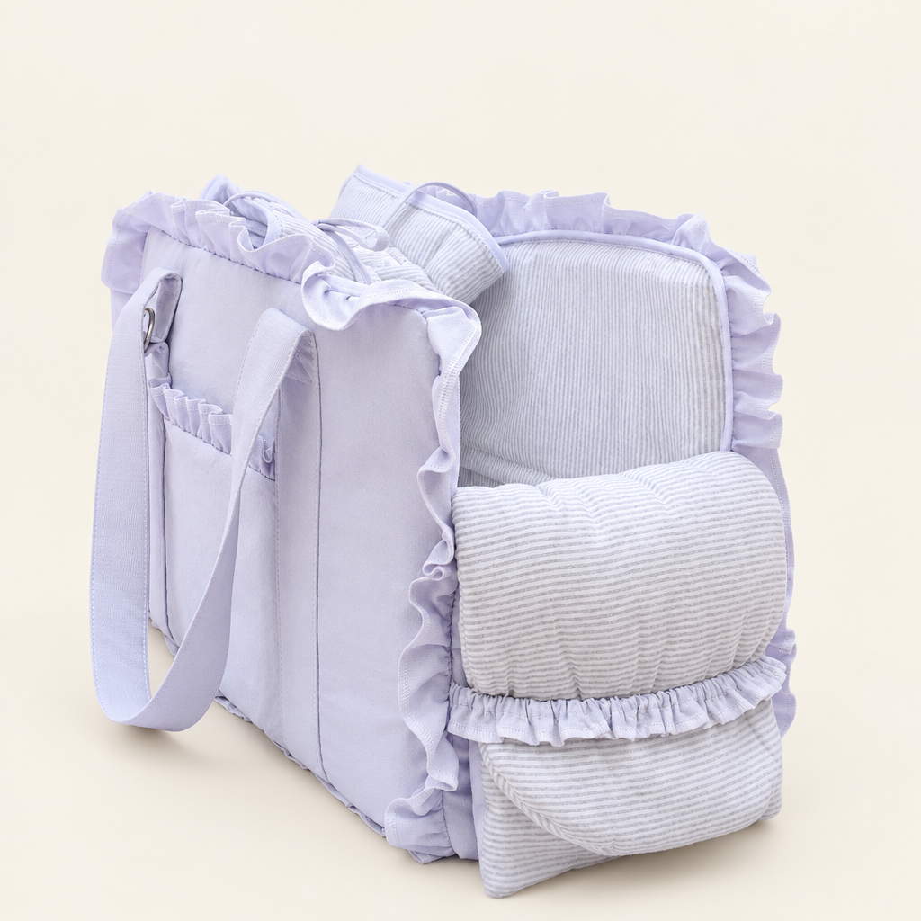 Cotton Pet Carrier Shoulder Bag – Soft Ruffled Tote Carrier for Small Dogs and Cats up to 6 kg, 8 Prints