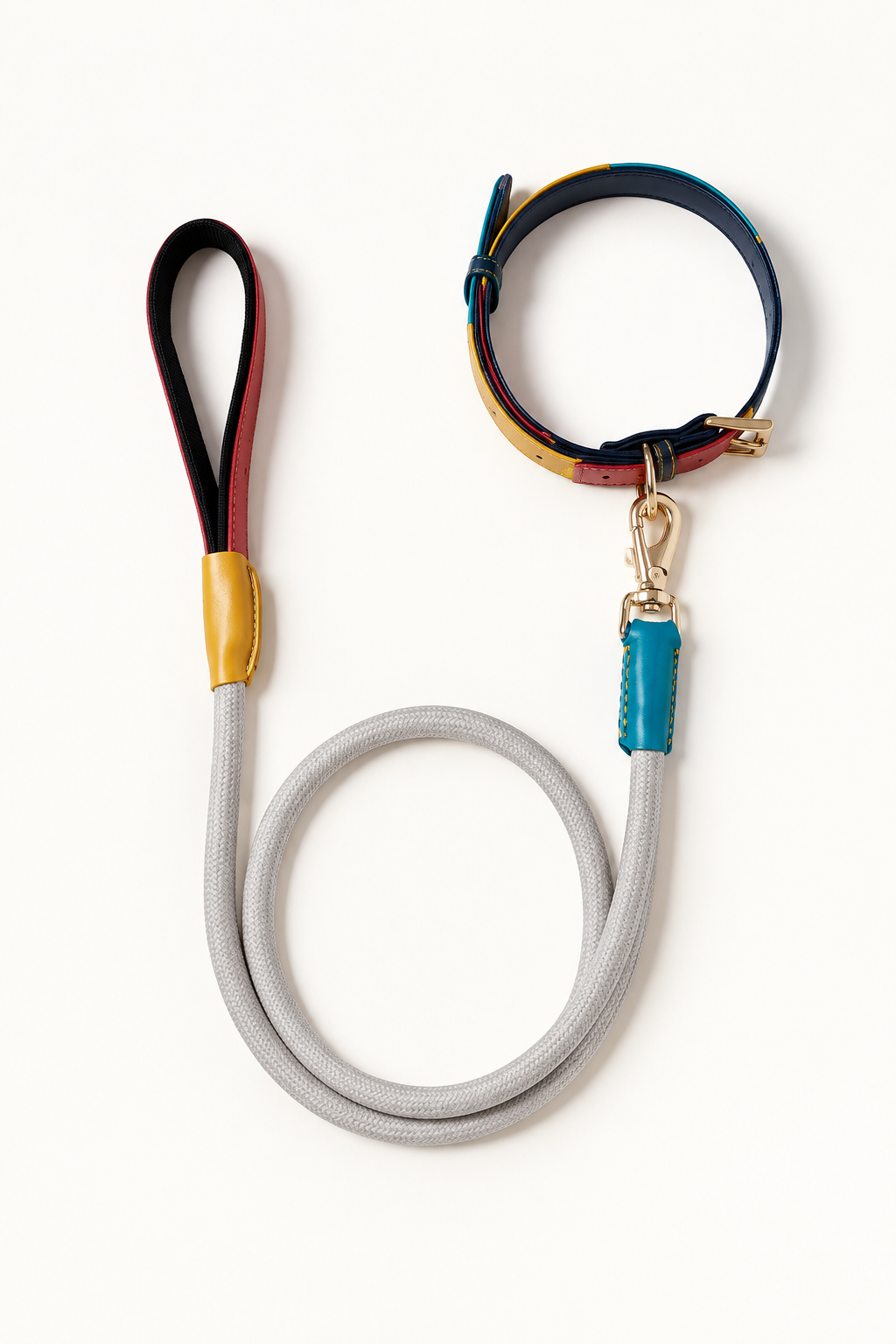 Two-tone PU dog collar in Collar and Lead Set