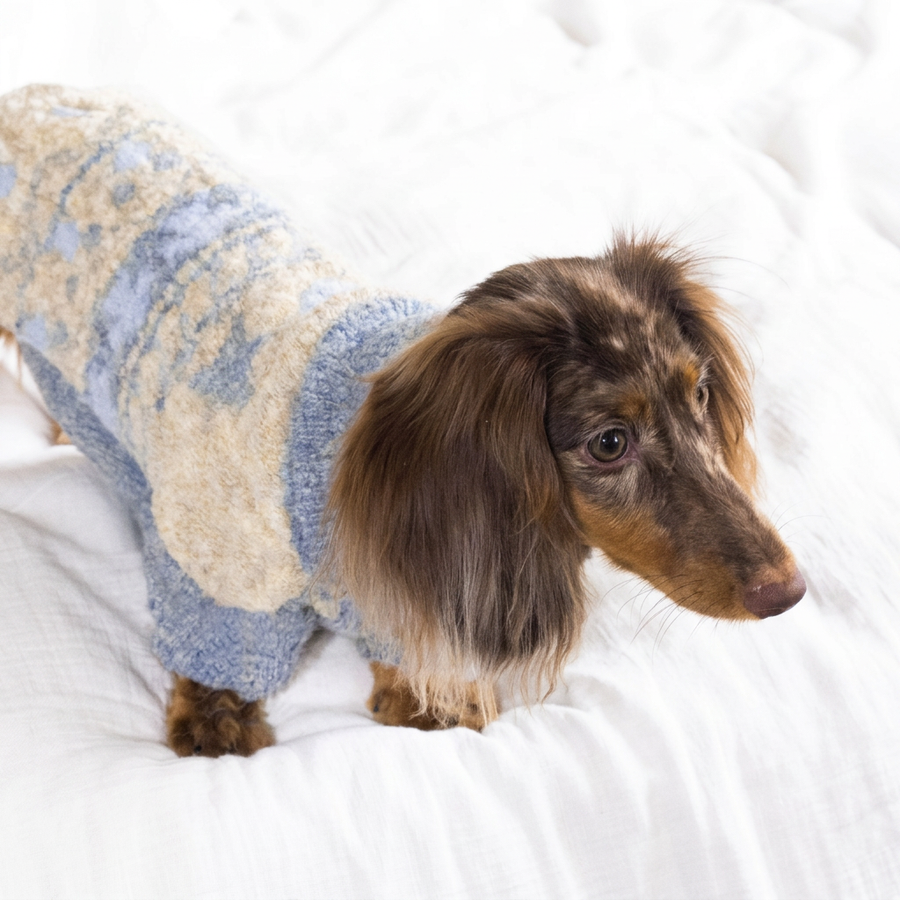 Nordic Pattern Knitted Dog Jumper – Blue and Cream
