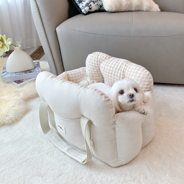 Padded Pet Car Seat Bed – Portable Dog and Cat Bed with Handles for Small Pets up to 6.5 kg, 6 Prints