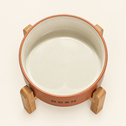 Ceramic Dog Bowl - Wide, Heavy Food and Water Bowl for Dogs and Cats, Standard or Raised