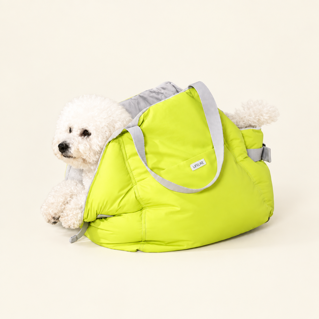 Pet Car Bed and Carry Bag – 2-in-1 Padded Car Seat Bed for Small Dogs and Cats up to 6 kg, Green