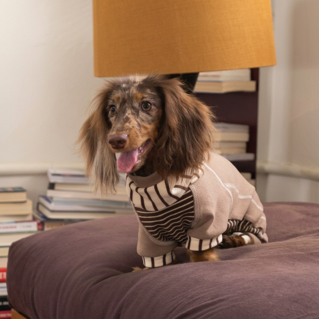 Caramel Stripe Four-Leg Dog Hoodie – Brown