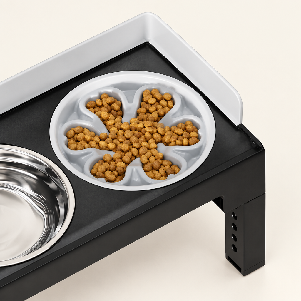 Close-up of flower-shaped slow feeder bowl