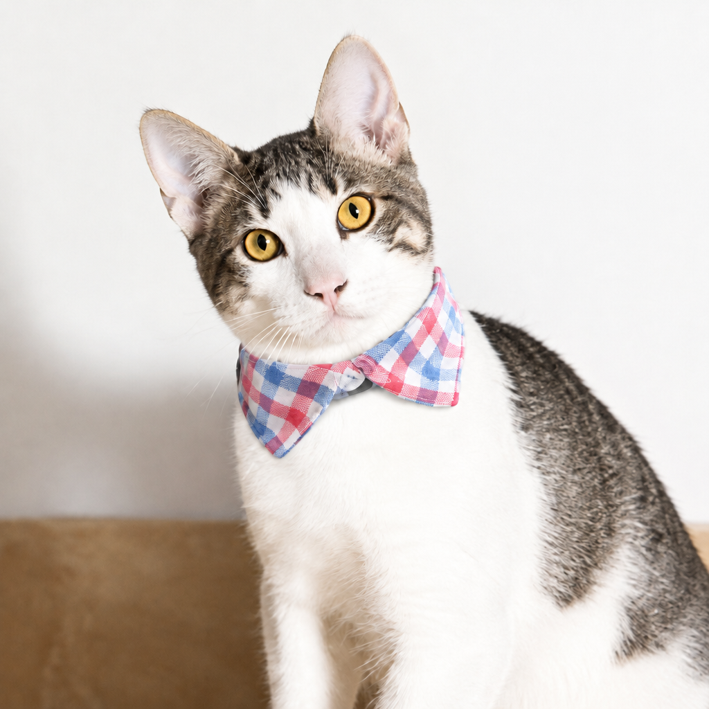 Plaid Shirt Collar for Cats and Small Dogs – Cute Pet Collar with Bell, Adjustable to 28 cm, 6 Colours