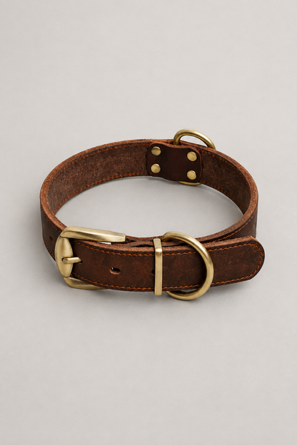 Vintage brown leather dog collar – view 4