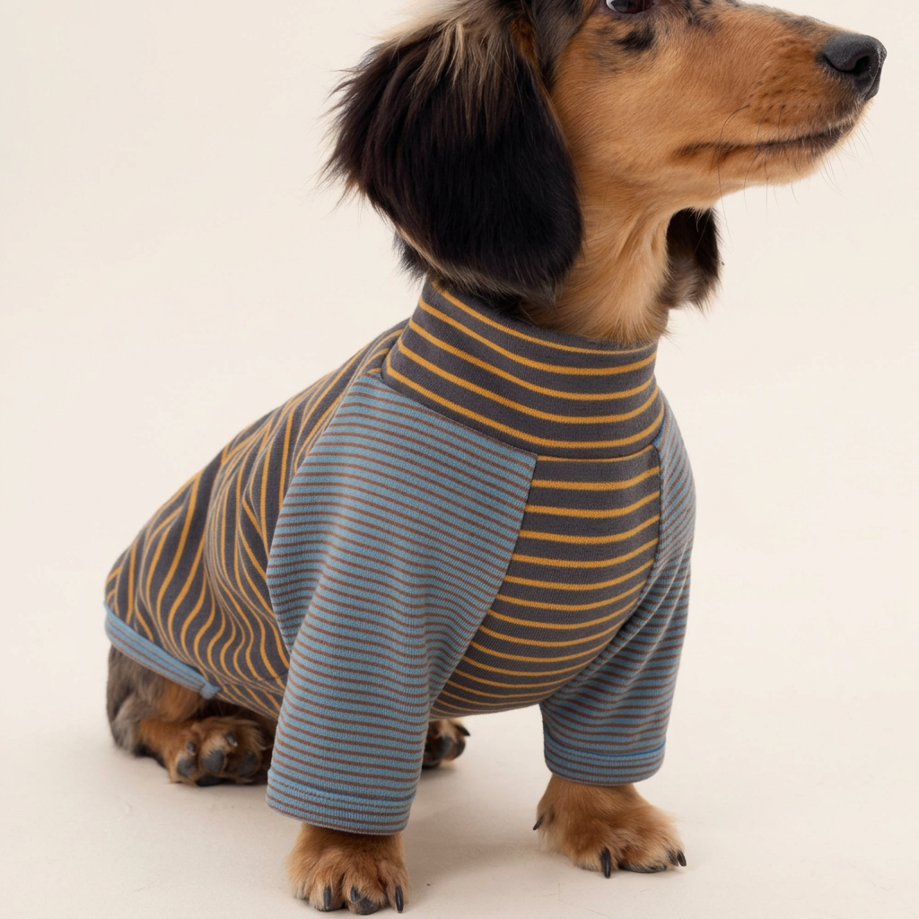 Cocoon Striped Dog Top with Contrast Sleeves – Brown or Yellow