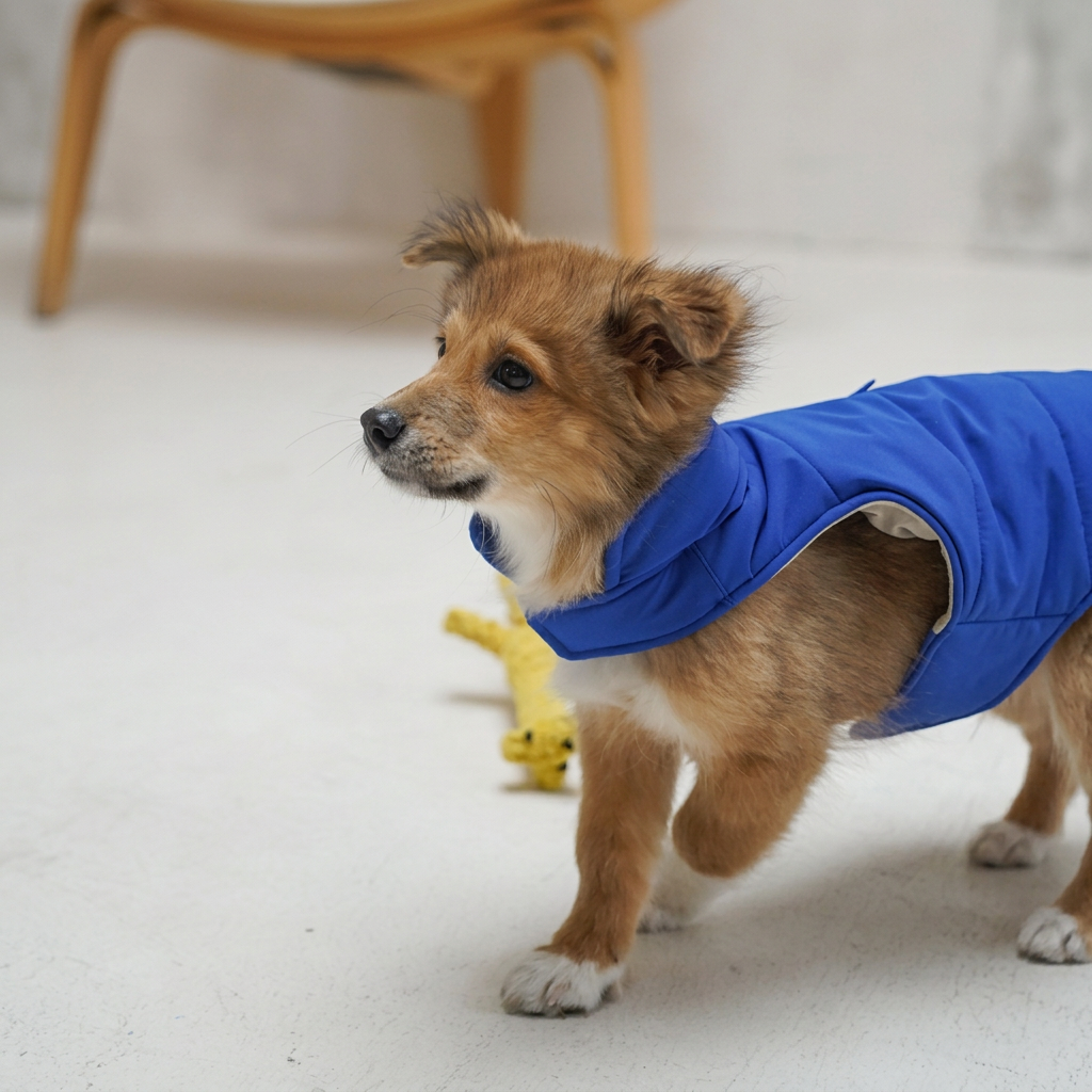 Easy-On Puffer-Style Dog Vest – Blue or White