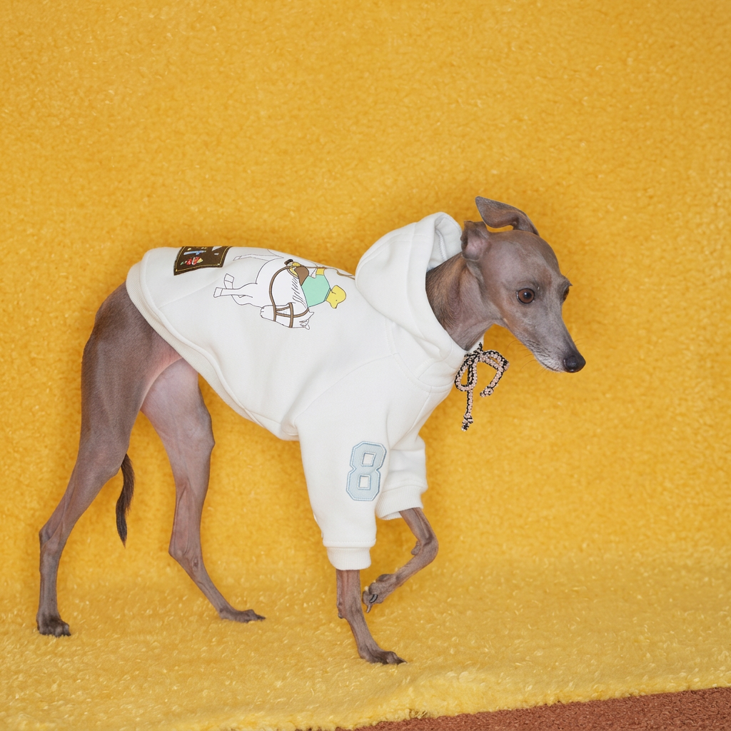 Talo Embroidered Dog Hoodie – White