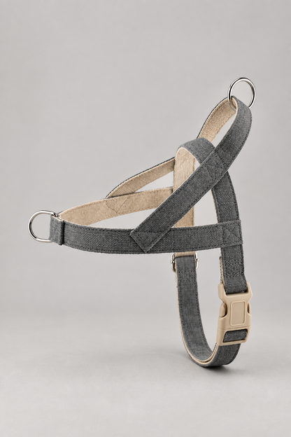Linen dog harness in Grey