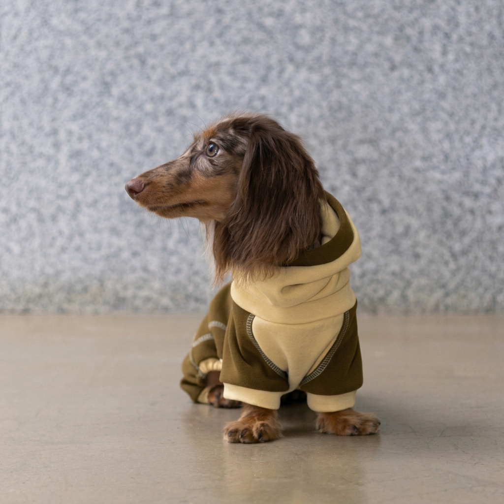Ginger Chestnut Four-Leg Dog Hoodie – Brown and Cream