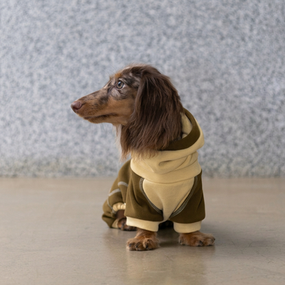 Ginger Chestnut Four-Leg Dog Hoodie – Brown and Cream
