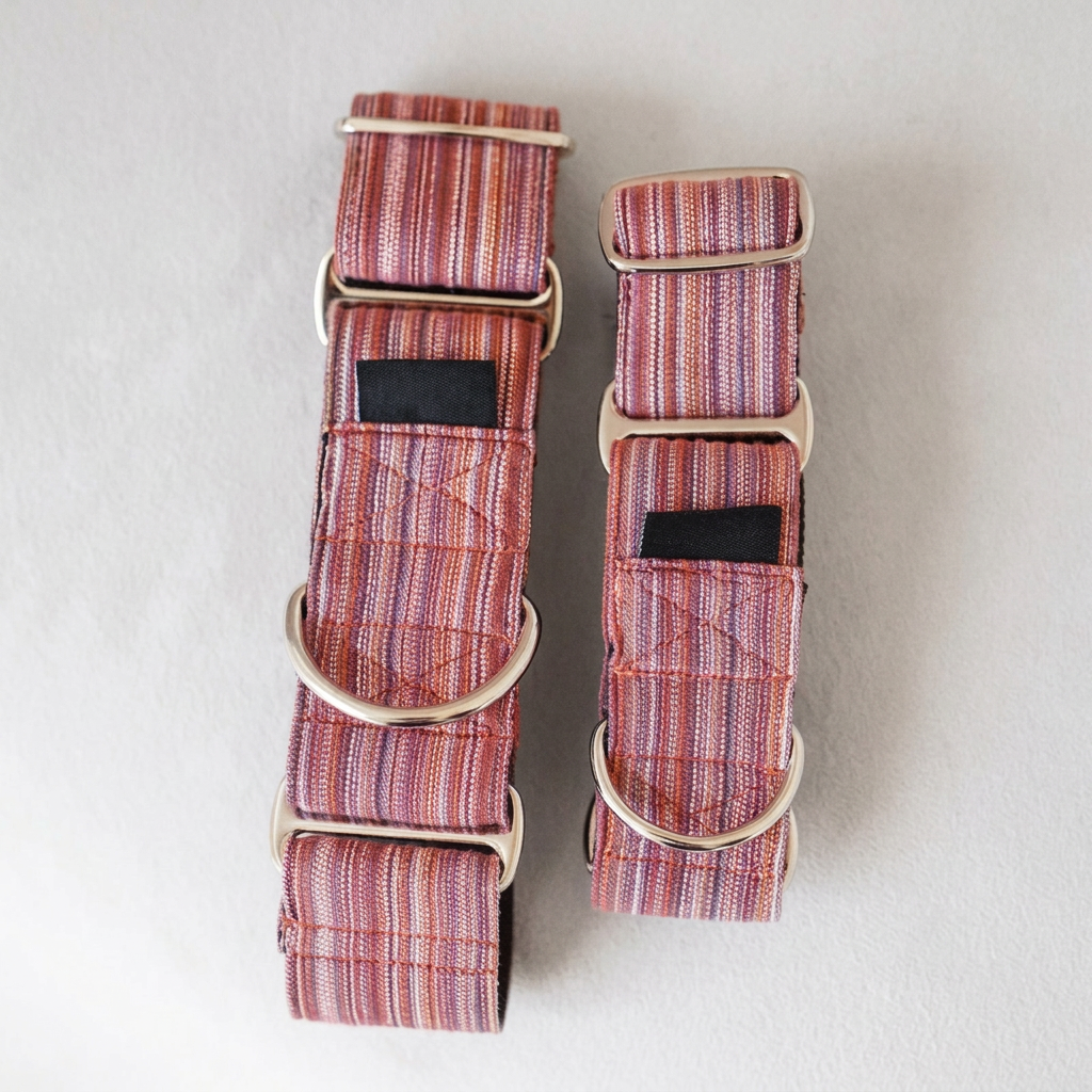Striped Martingale Dog Collar – Purple, Green, Red or Blue