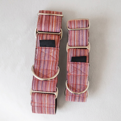 Striped Martingale Dog Collar – Purple, Green, Red or Blue