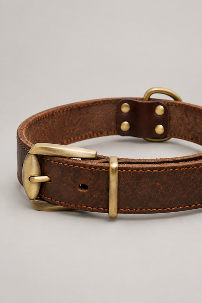 Vintage brown leather dog collar – view 5
