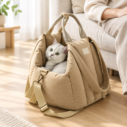 Pet Car Travel Carrier Bag – Crossbody Dog and Cat Carrier 43 x 30 x 35 cm for Pets up to 10 kg
