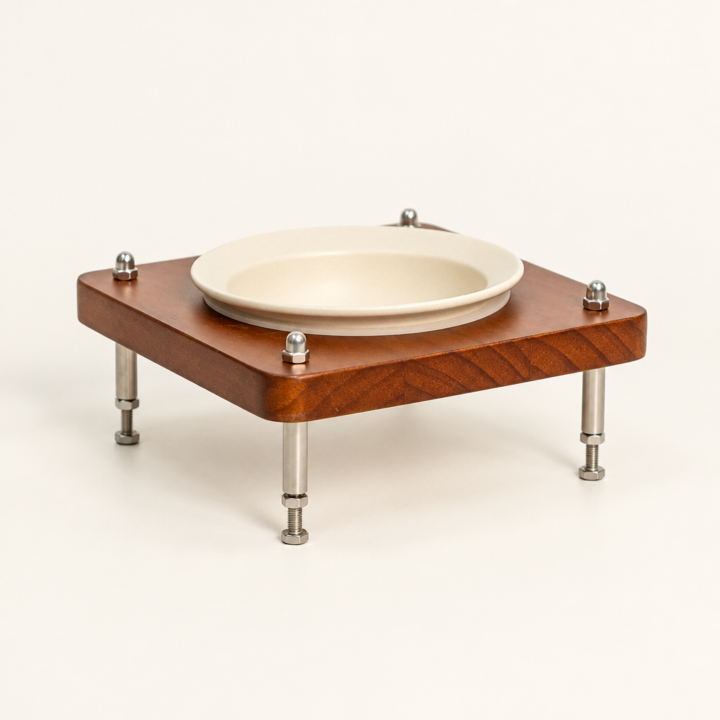 Low stand with matte ivory bowl