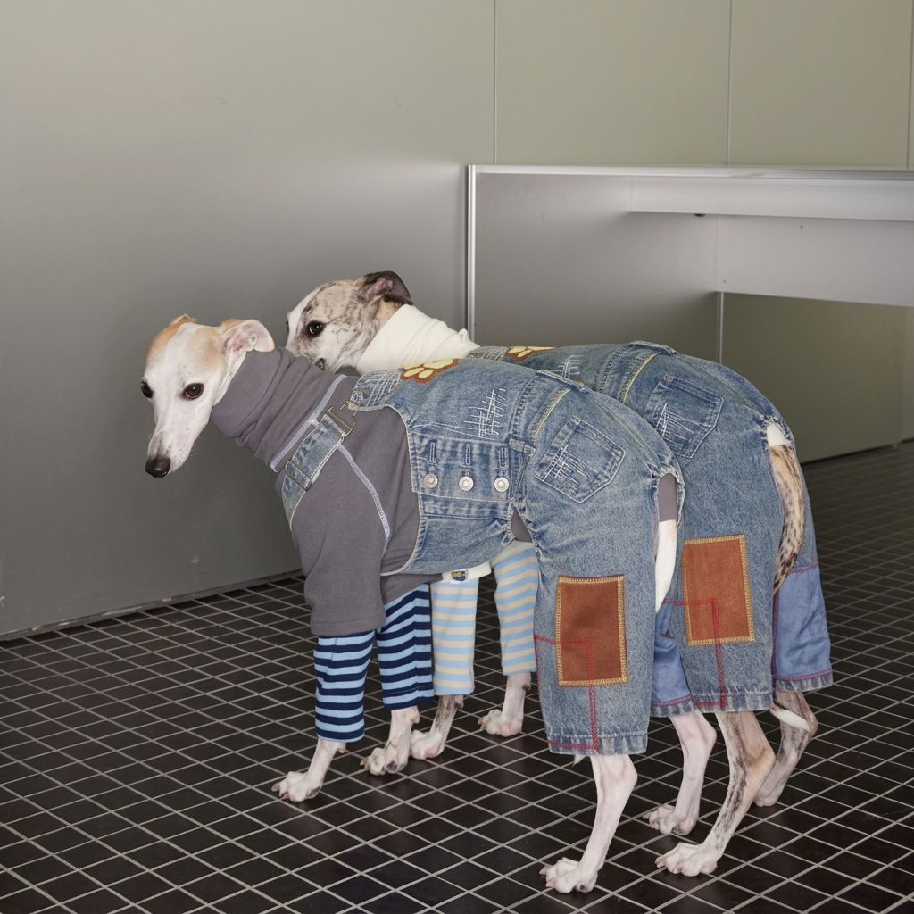 Denim Dog Overalls with Paw Patch – Blue, Sizes 1–5