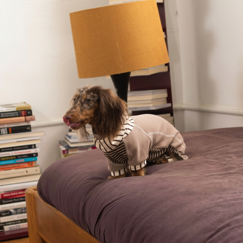 Caramel Stripe Four-Leg Dog Hoodie – Brown