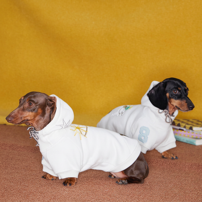 Talo Embroidered Dog Hoodie – White