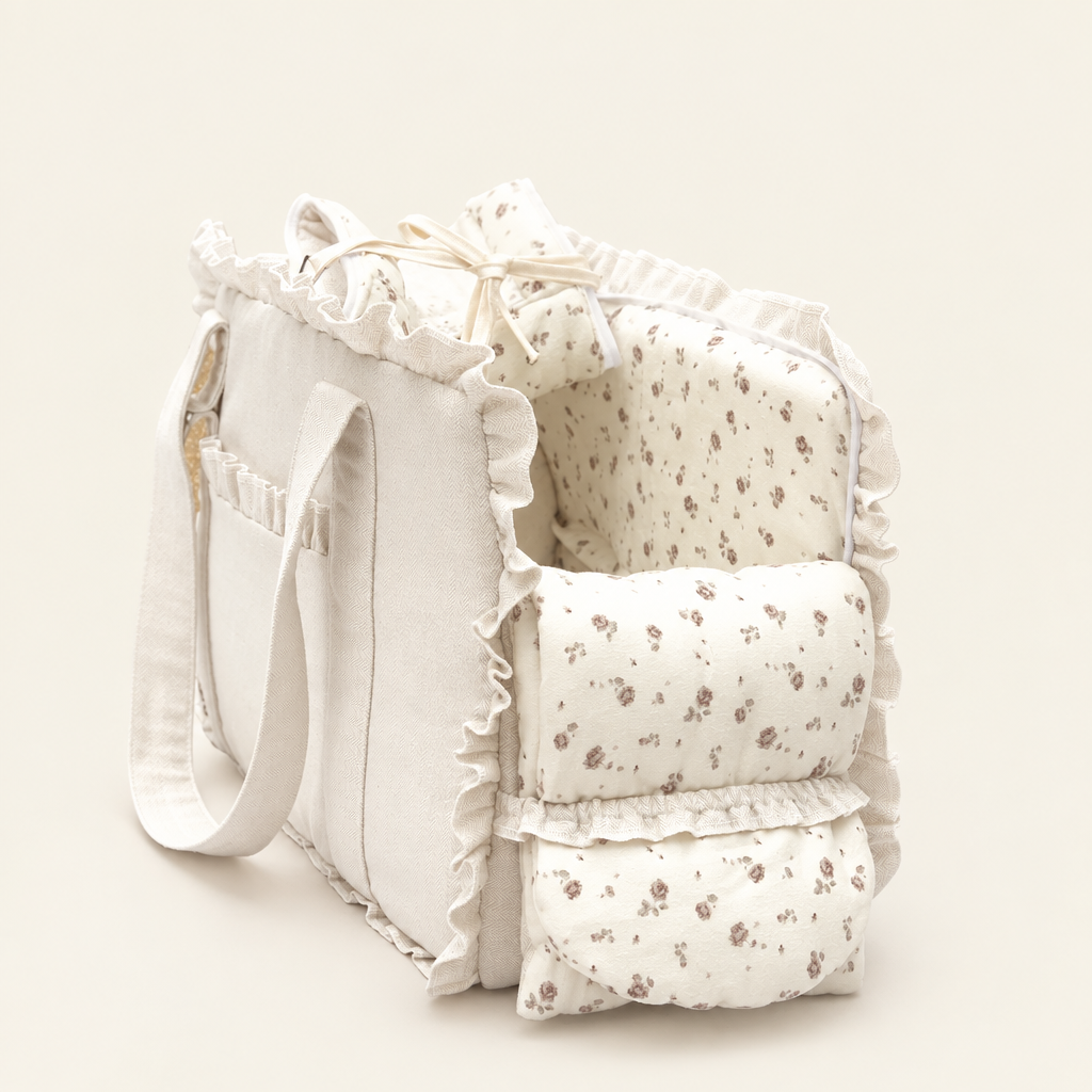 Cotton Pet Carrier Shoulder Bag – Soft Ruffled Tote Carrier for Small Dogs and Cats up to 6 kg, 8 Prints
