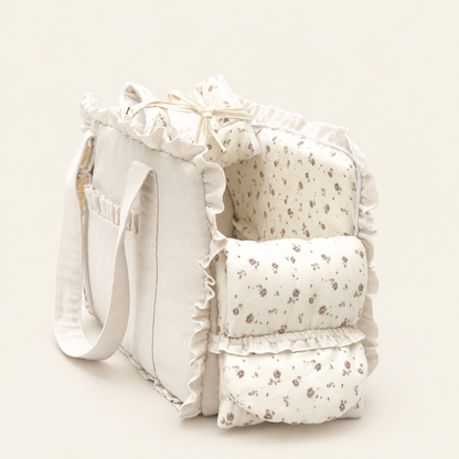 Cotton Pet Carrier Shoulder Bag – Soft Ruffled Tote Carrier for Small Dogs and Cats up to 6 kg, 8 Prints