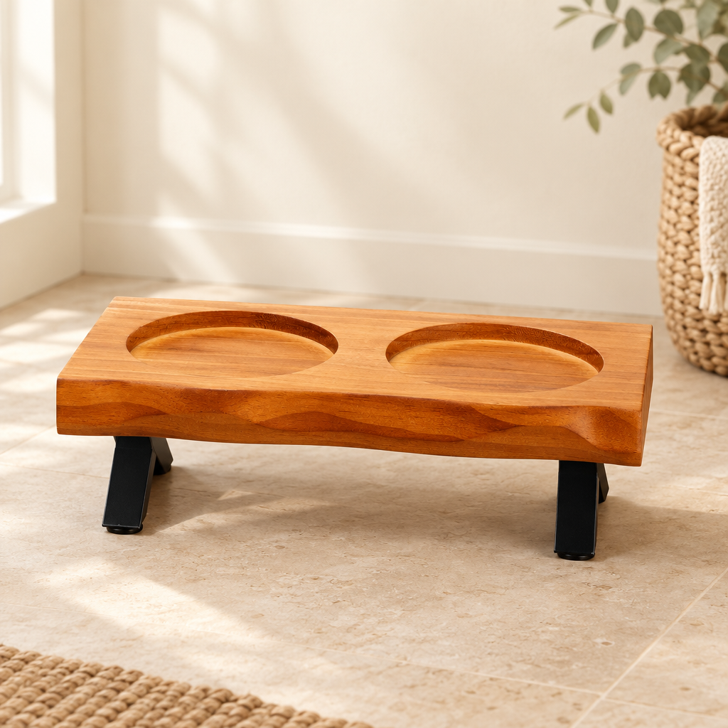 Wooden stand in neutral home