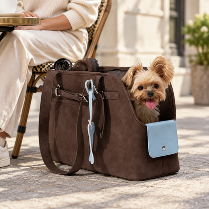 Suede Pet Tote Shoulder Bag – Stylish Dog and Cat Carrier in 3 Sizes for Small Dogs up to 4 kg and Cats up to 6 kg