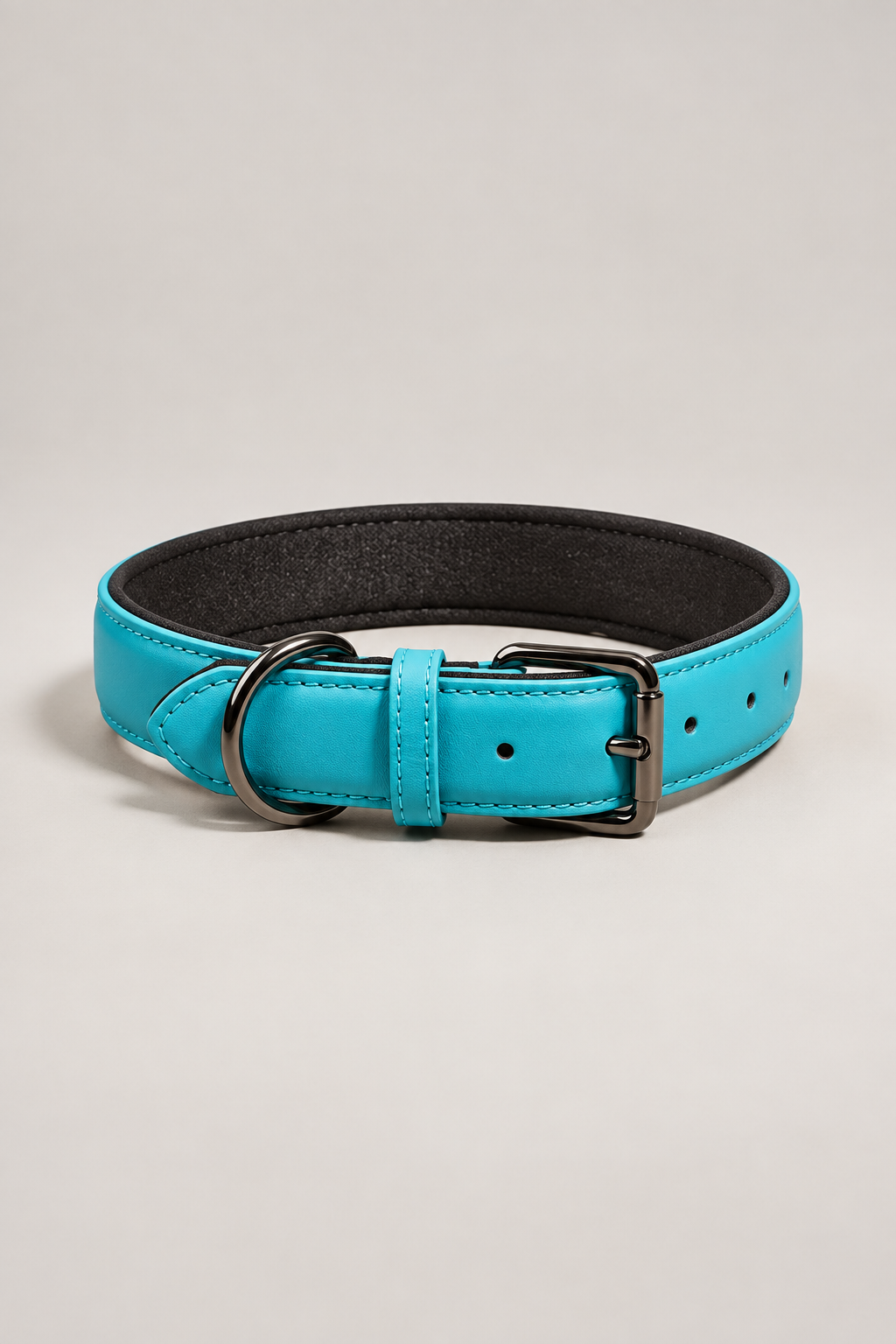 Padded faux leather dog collar in Blue
