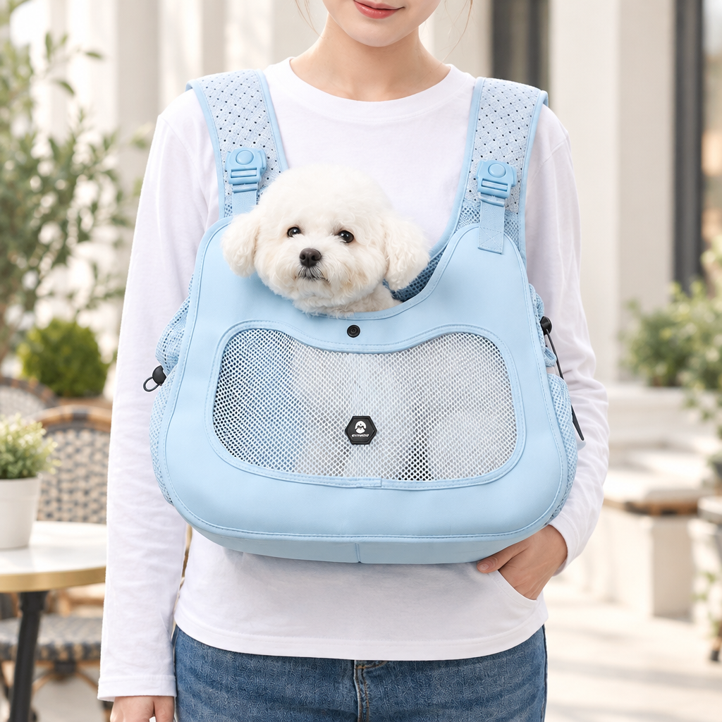 Front Chest Pet Carrier Backpack – Hands-Free Breathable Kangaroo Carrier for Small Dogs and Cats
