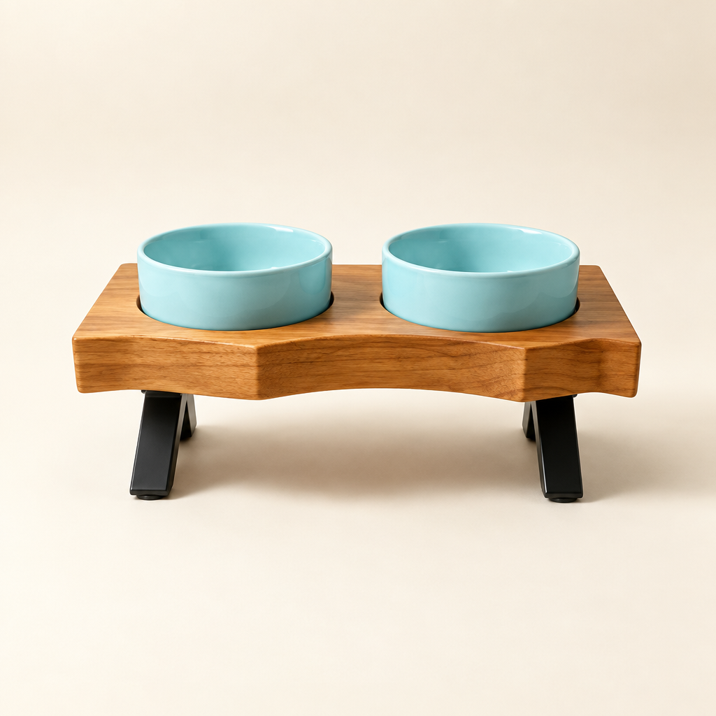 Blue-bowl double feeder studio