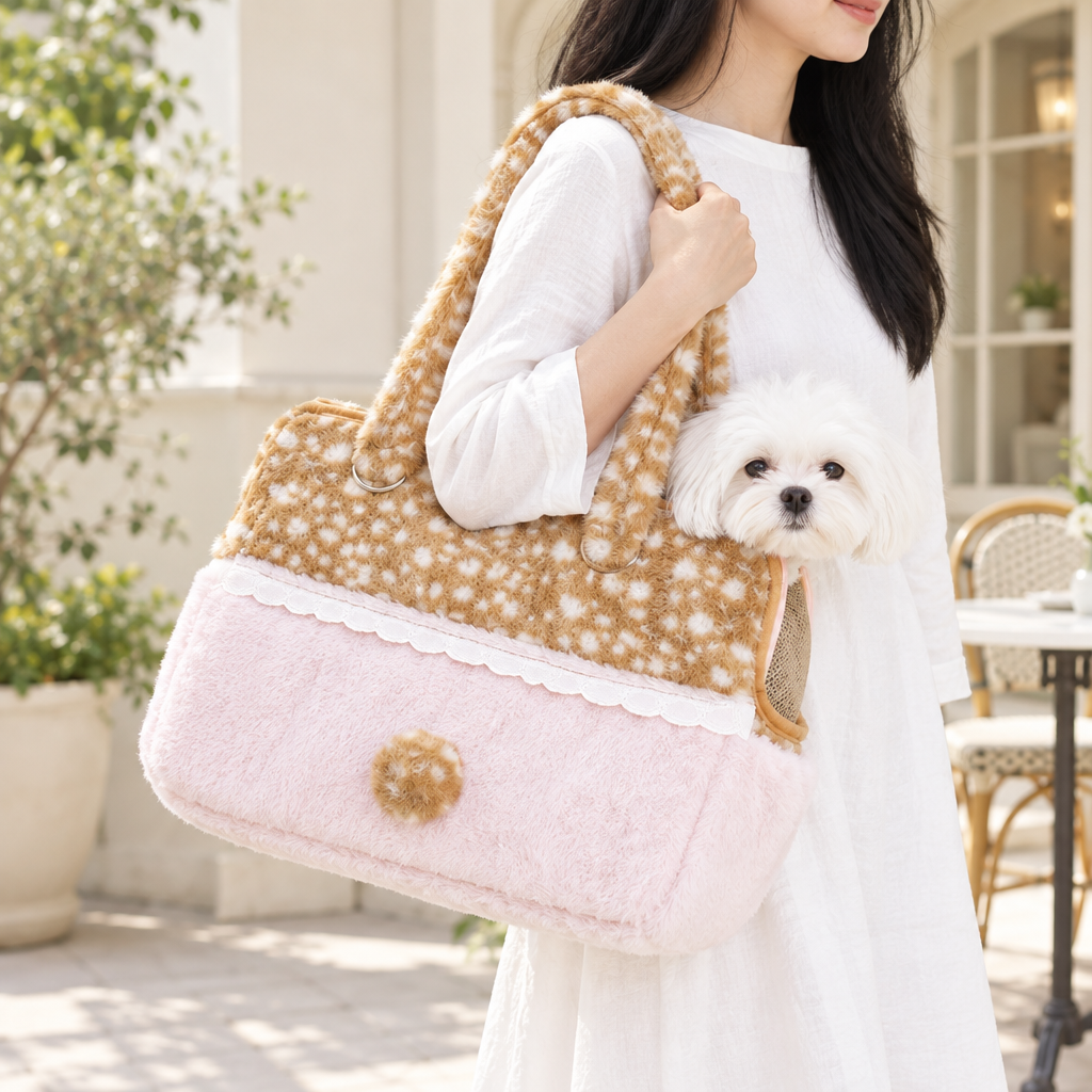 Crossbody Pet Carrier Bag – Portable Hands-Free Carrier for Small Dogs and Cats, Pink or Black