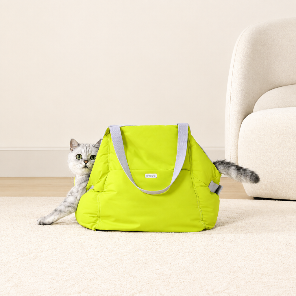 Pet Car Bed and Carry Bag – 2-in-1 Padded Car Seat Bed for Small Dogs and Cats up to 6 kg, Green