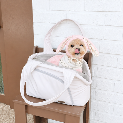 Warm Pet Carrier Shoulder Bag with Head-Out Opening – Large Dog and Cat Bag for Small Pets, Off-White