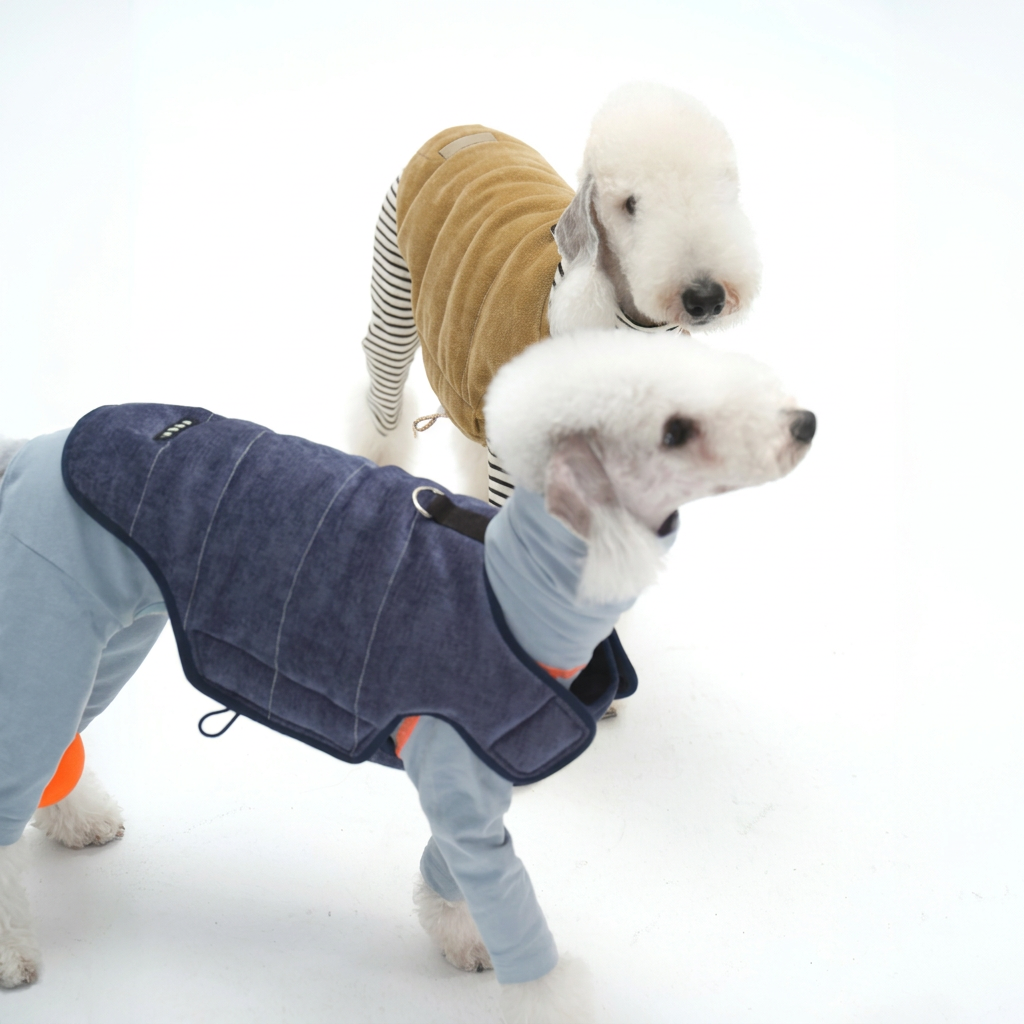 Golden Dog Vest with Stitched Panels – Bronze or Navy
