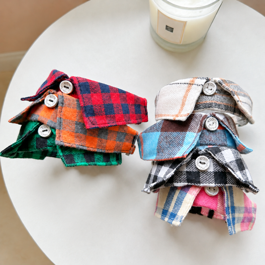Plaid Shirt Collar for Cats and Small Dogs – Cute Pet Collar with Bell, Adjustable to 28 cm, 6 Colours