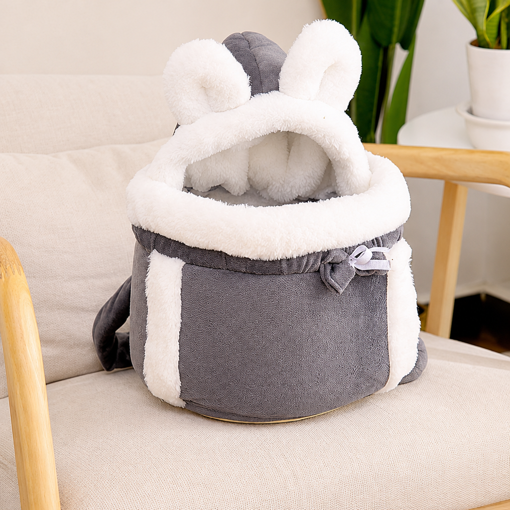 2-in-1 Cat Carrier and Bed – Portable Pet Pod with Bunny or Cat Ears for Travel and Home, M to XL