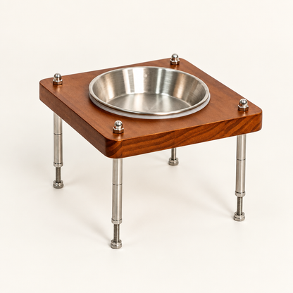 Tall stand with stainless steel bowl