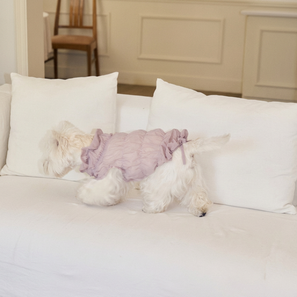 Ruffle Dog Vest – Lavender Mousse, Beige or Purple