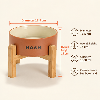 Ceramic Dog Bowl - Wide, Heavy Food and Water Bowl for Dogs and Cats, Standard or Raised