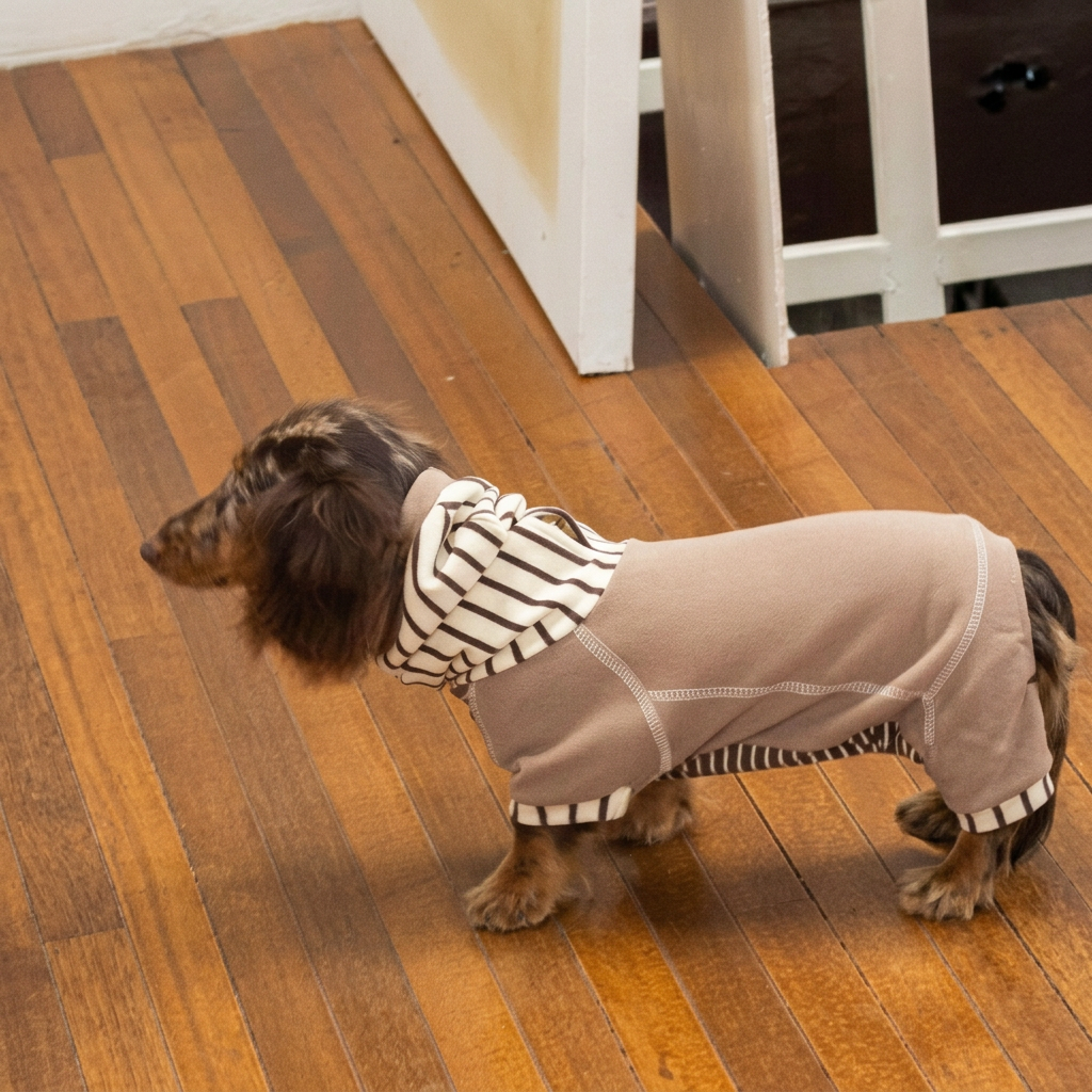 Caramel Stripe Four-Leg Dog Hoodie – Brown