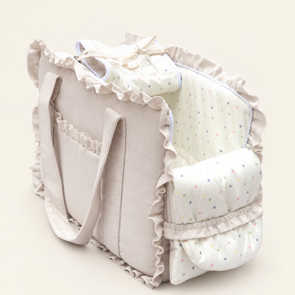 Cotton Pet Carrier Shoulder Bag – Soft Ruffled Tote Carrier for Small Dogs and Cats up to 6 kg, 8 Prints