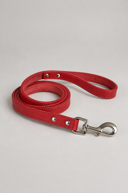 150cm leather dog lead in Red