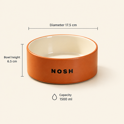 Ceramic Dog Bowl - Wide, Heavy Food and Water Bowl for Dogs and Cats, Standard or Raised