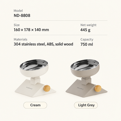 Feeder specifications with cream and light grey colour options