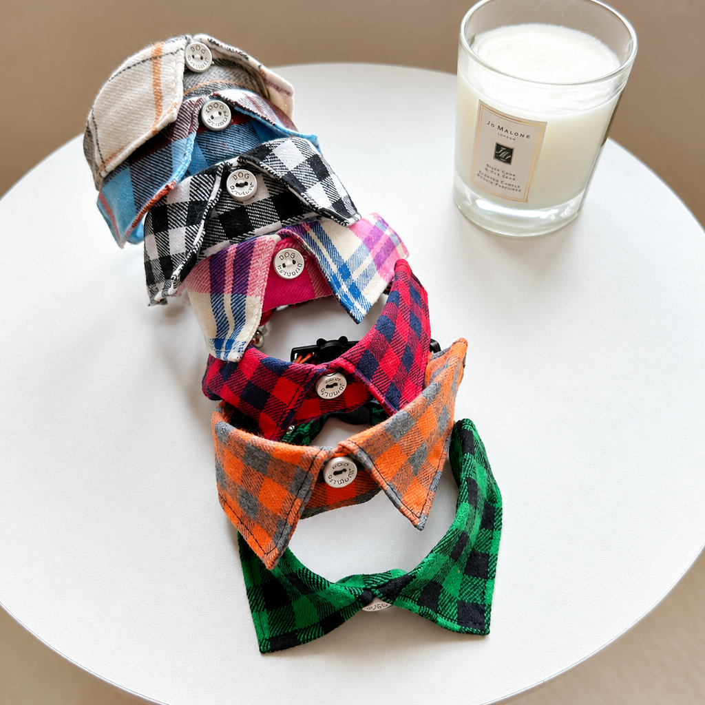 Plaid Shirt Collar for Cats and Small Dogs – Cute Pet Collar with Bell, Adjustable to 28 cm, 6 Colours