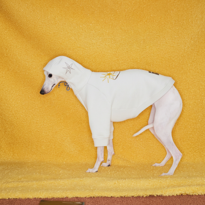 Talo Embroidered Dog Hoodie – White