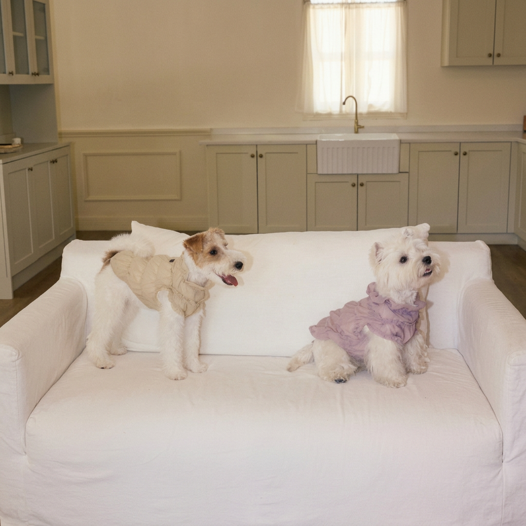 Ruffle Dog Vest – Lavender Mousse, Beige or Purple