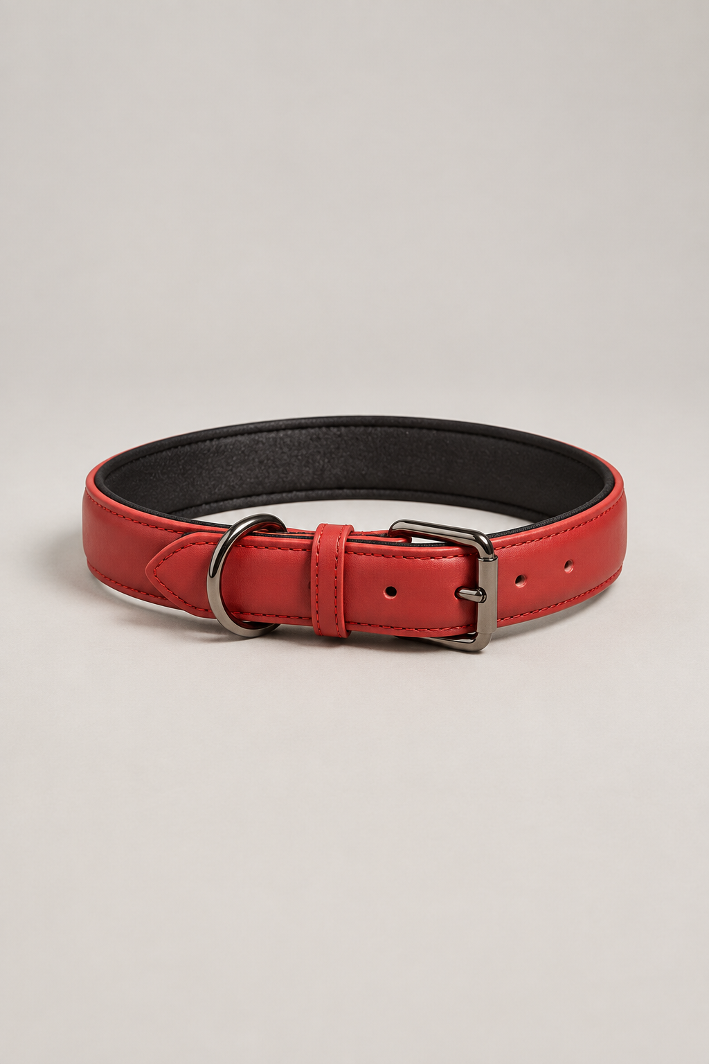Padded faux leather dog collar in Red