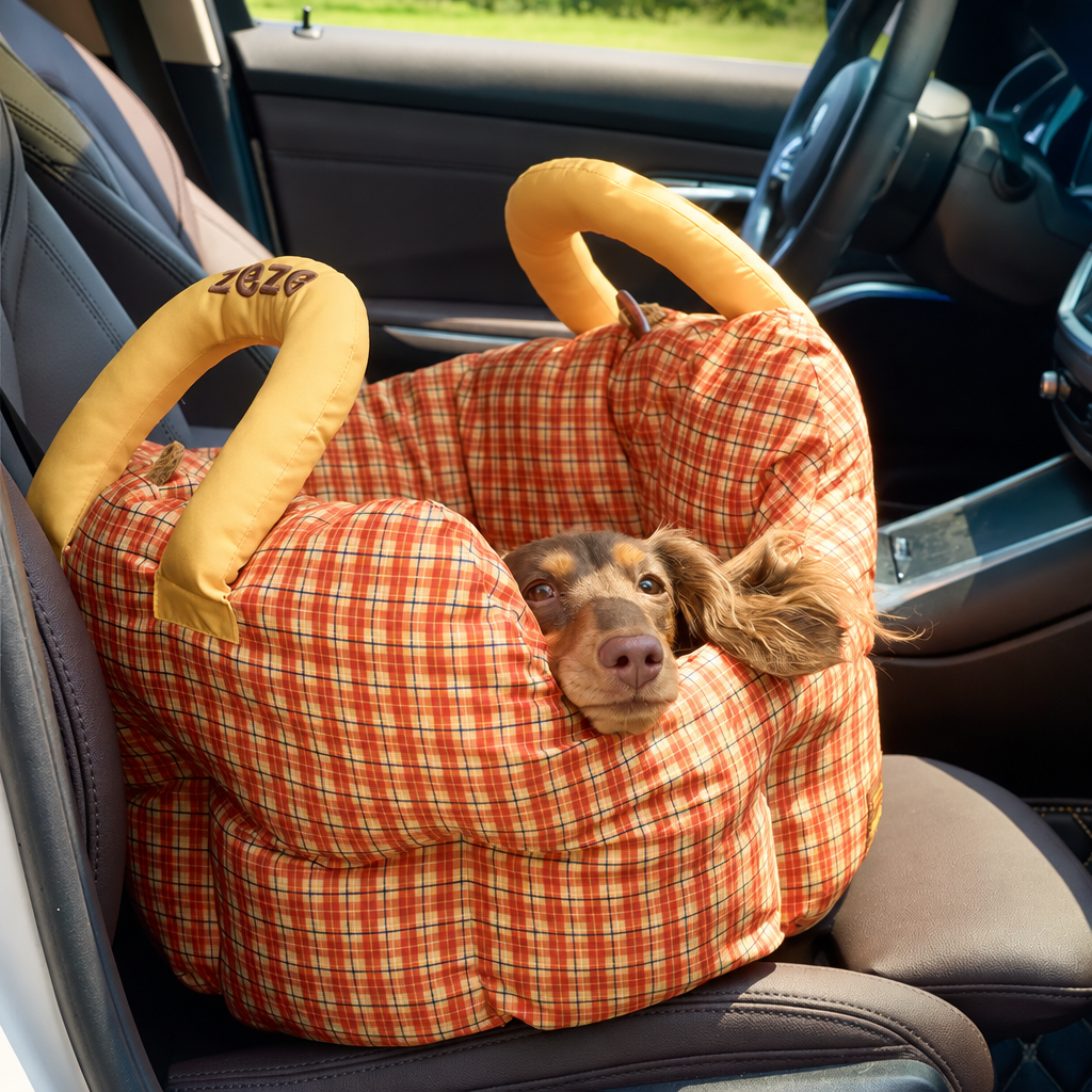 Handheld Pet Car Seat Sofa Bed – Portable Dog and Cat Car Bed with Carry Handles, Blue or Yellow